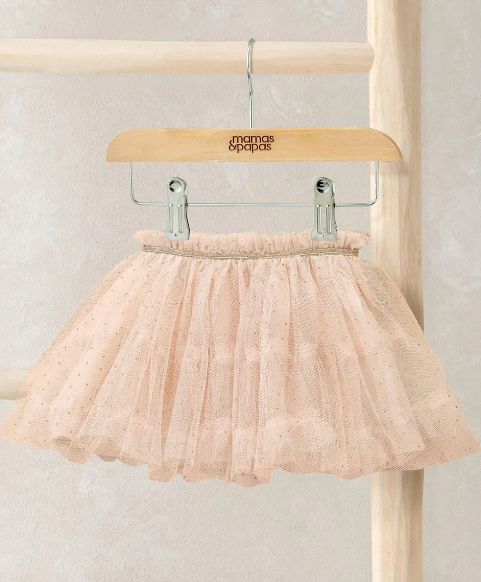 Sparkle Mesh Tutu Skirt with Metallic Waistband - Pink