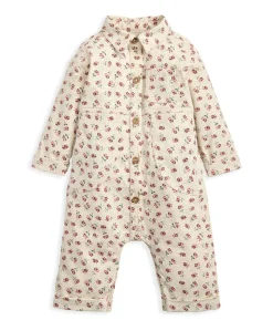 Spotty Floral Twill Boiler Suit - Cream