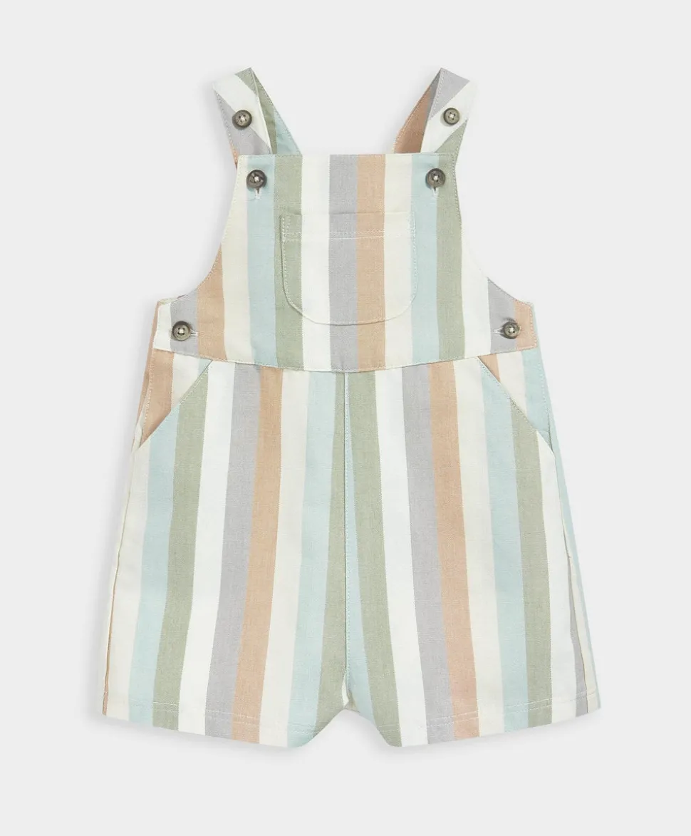Stripe Woven Dungaree Outfit Set