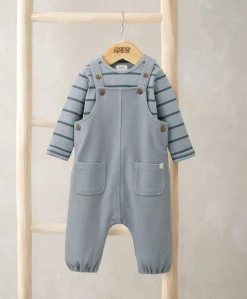 Striped Dungarees & Bodysuit Set (2 Pieces) – Blue