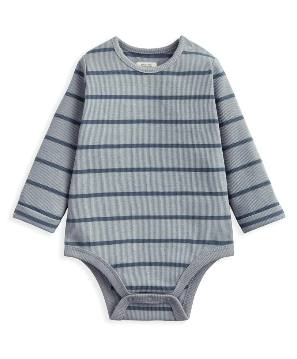 Striped Dungarees & Bodysuit Set (2 Pieces) – Blue