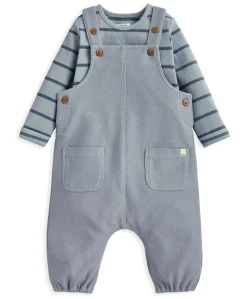Striped Dungarees & Bodysuit Set (2 Pieces) – Blue