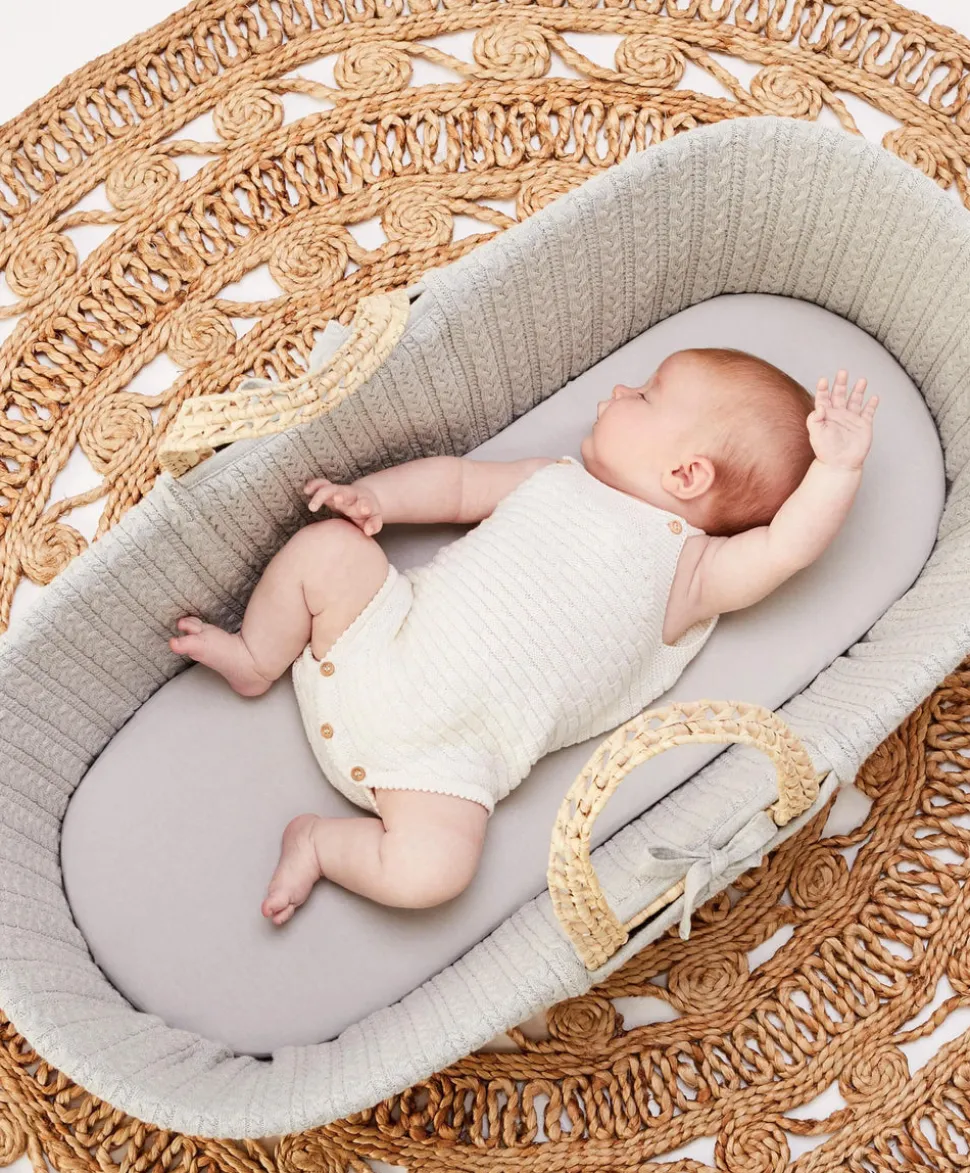 The Little Green Sheep Organic Jersey Moses Basket Fitted Sheet in Dove
