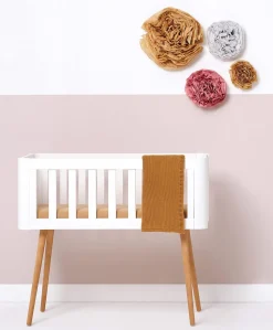 The Little Green Sheep Organic Knitted Cellular Baby Blanket in Honey