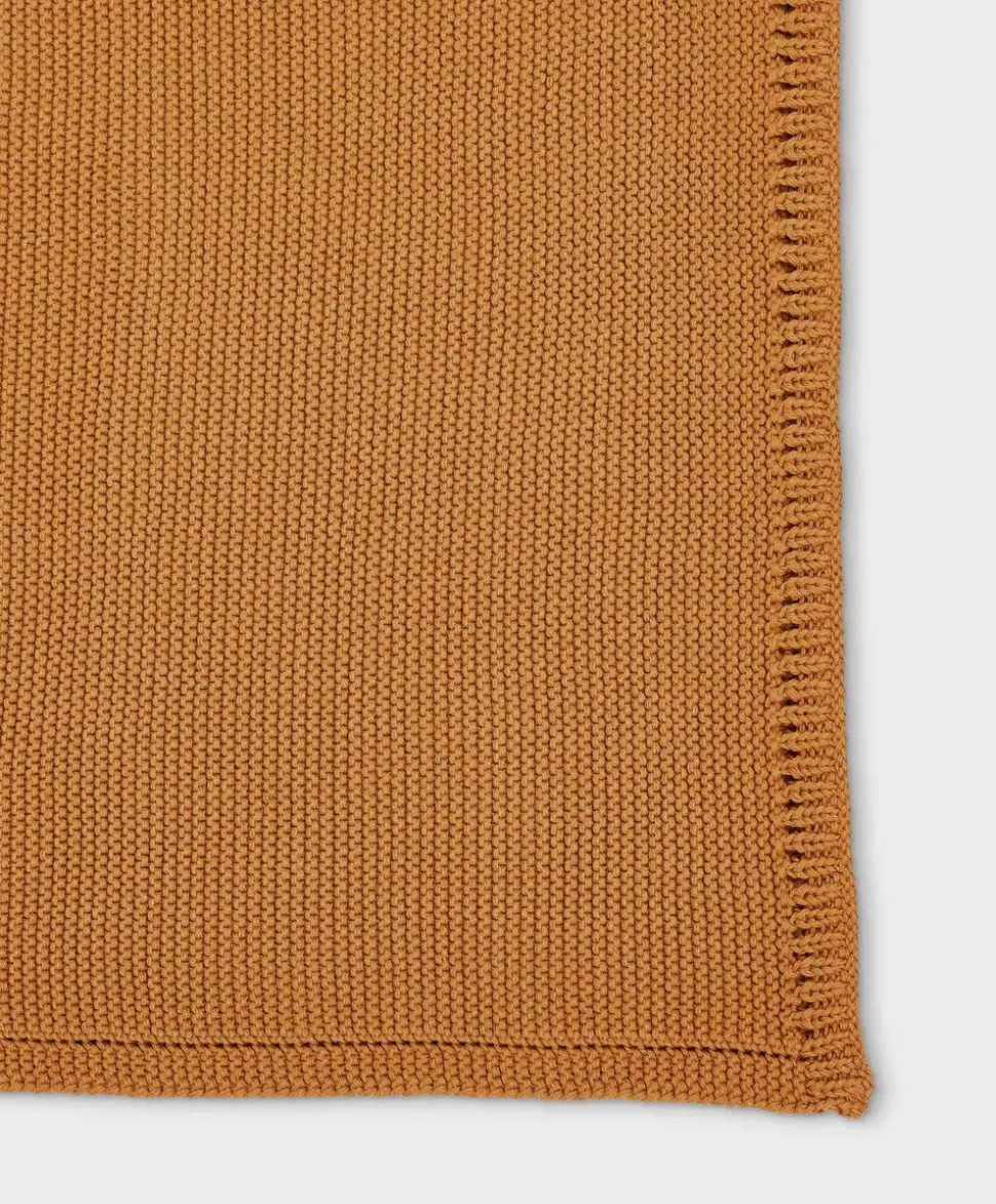 The Little Green Sheep Organic Knitted Cellular Baby Blanket in Honey