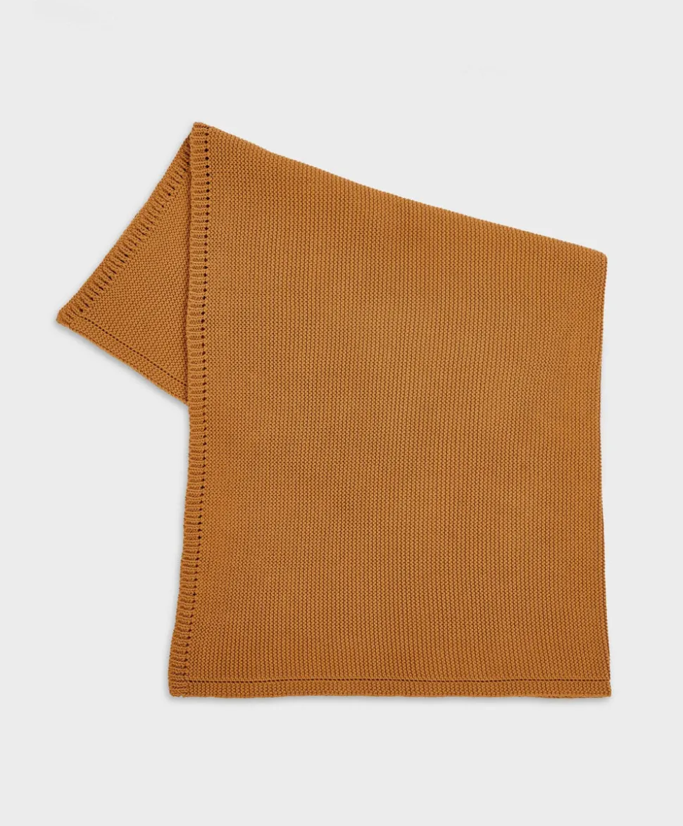 The Little Green Sheep Organic Knitted Cellular Baby Blanket in Honey