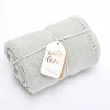 The Little Green Sheep Organic Knitted Cellular Baby Blanket in Dove