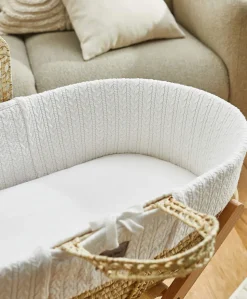 The Little Green Sheep Organic Jersey Moses Basket Fitted Sheet in White