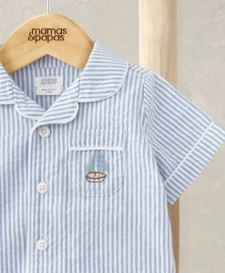 Top & Shorts Set (2 Pieces) - Blue Stripe