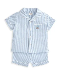 Top & Shorts Set (2 Pieces) - Blue Stripe