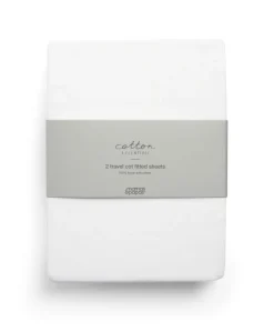 Travel Cot Fitted Sheets (2 Pack) - White
