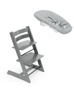 Tripp Trapp Highchair & Newborn Set Bundle - Storm Grey
