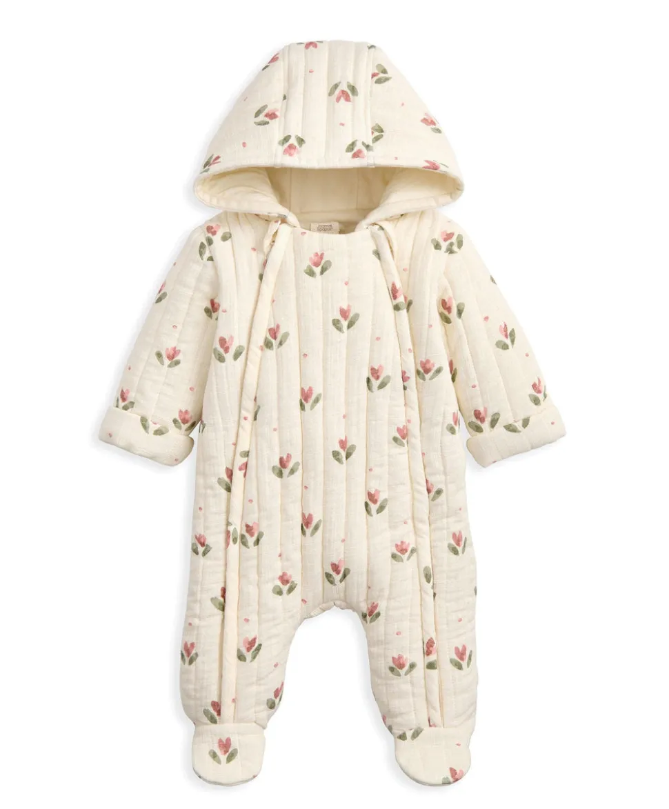 Tulip Print Pramsuit - Cream