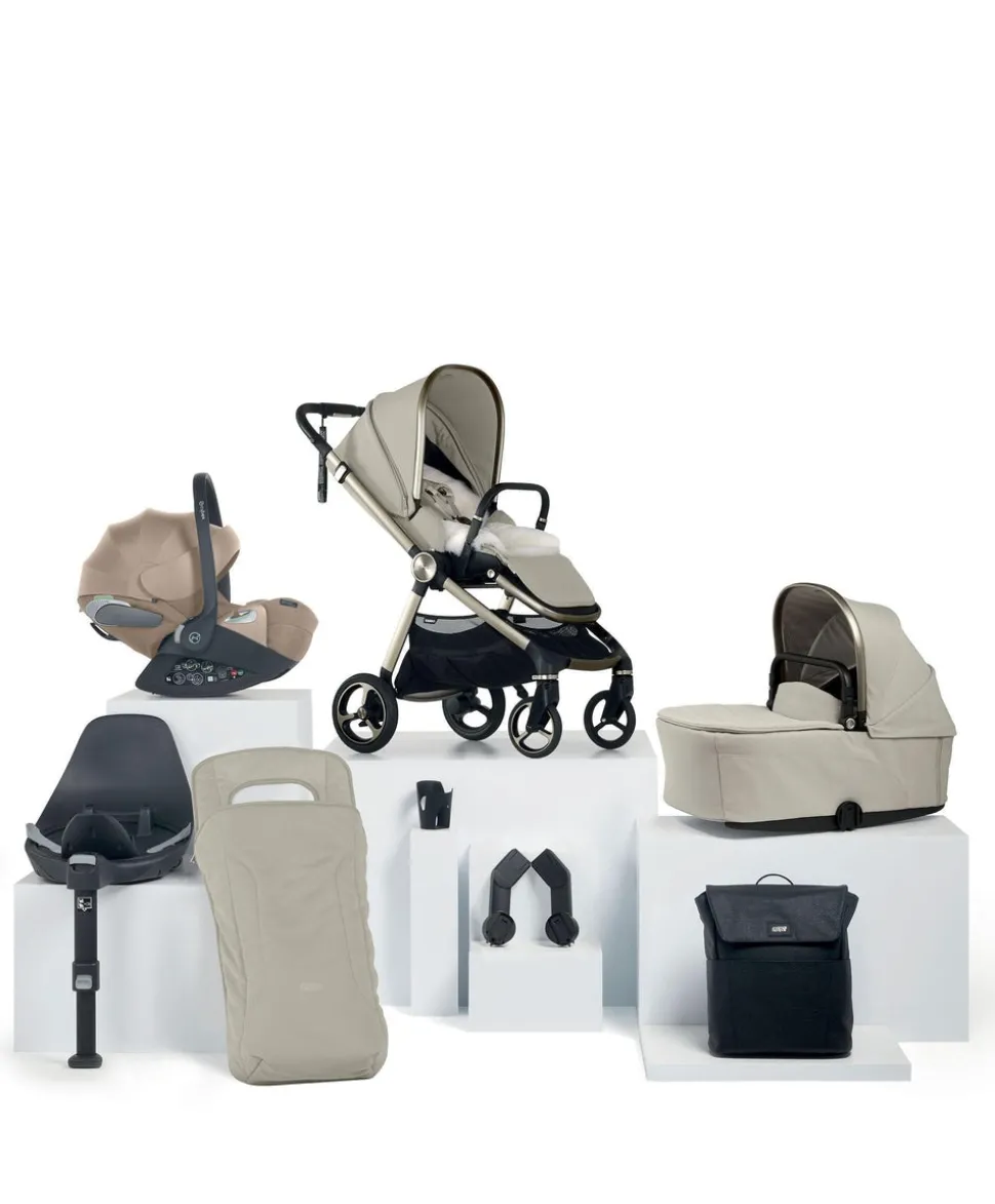 Vardo Pushchair Bundle with Cybex Cloud T Car Seat (9 Pieces) - Shell/Cosy Beige