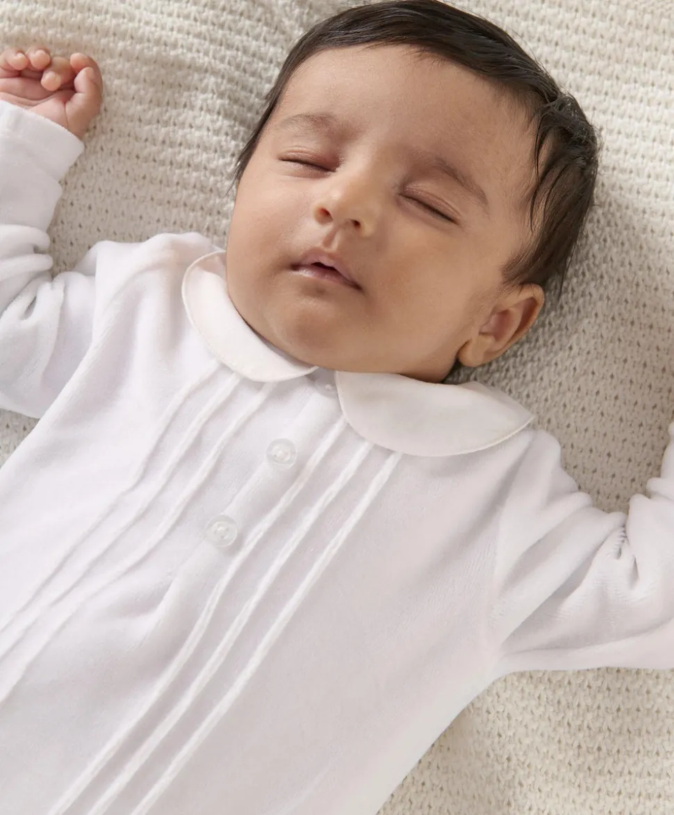 Velour Sleepsuit - White
