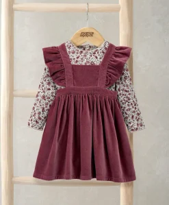 Velvet Dress & Floral Bodysuit Set (2 Pieces)