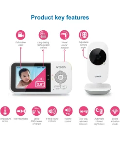 VTech VM819 2.8" Digital Video Baby Monitor- White
