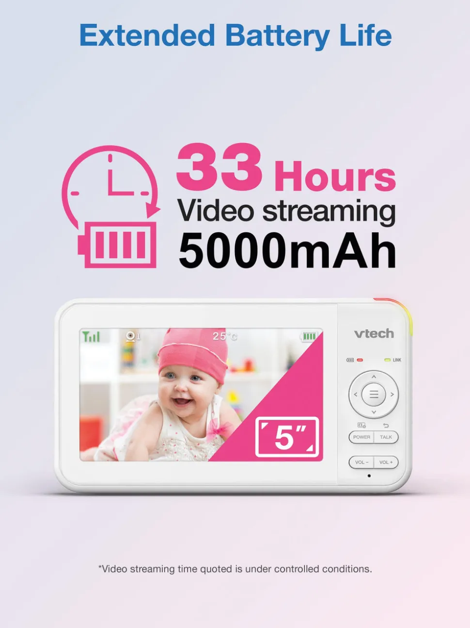 VTech VM5467 5" Pan & Tilt Video Monitor with Night Light