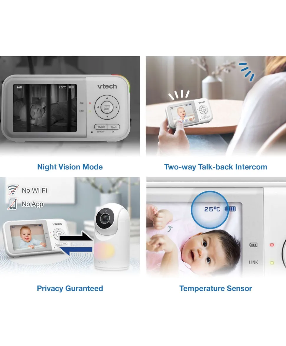 VTech VM3263 2.8" Video Baby Monitor with Night Light in White