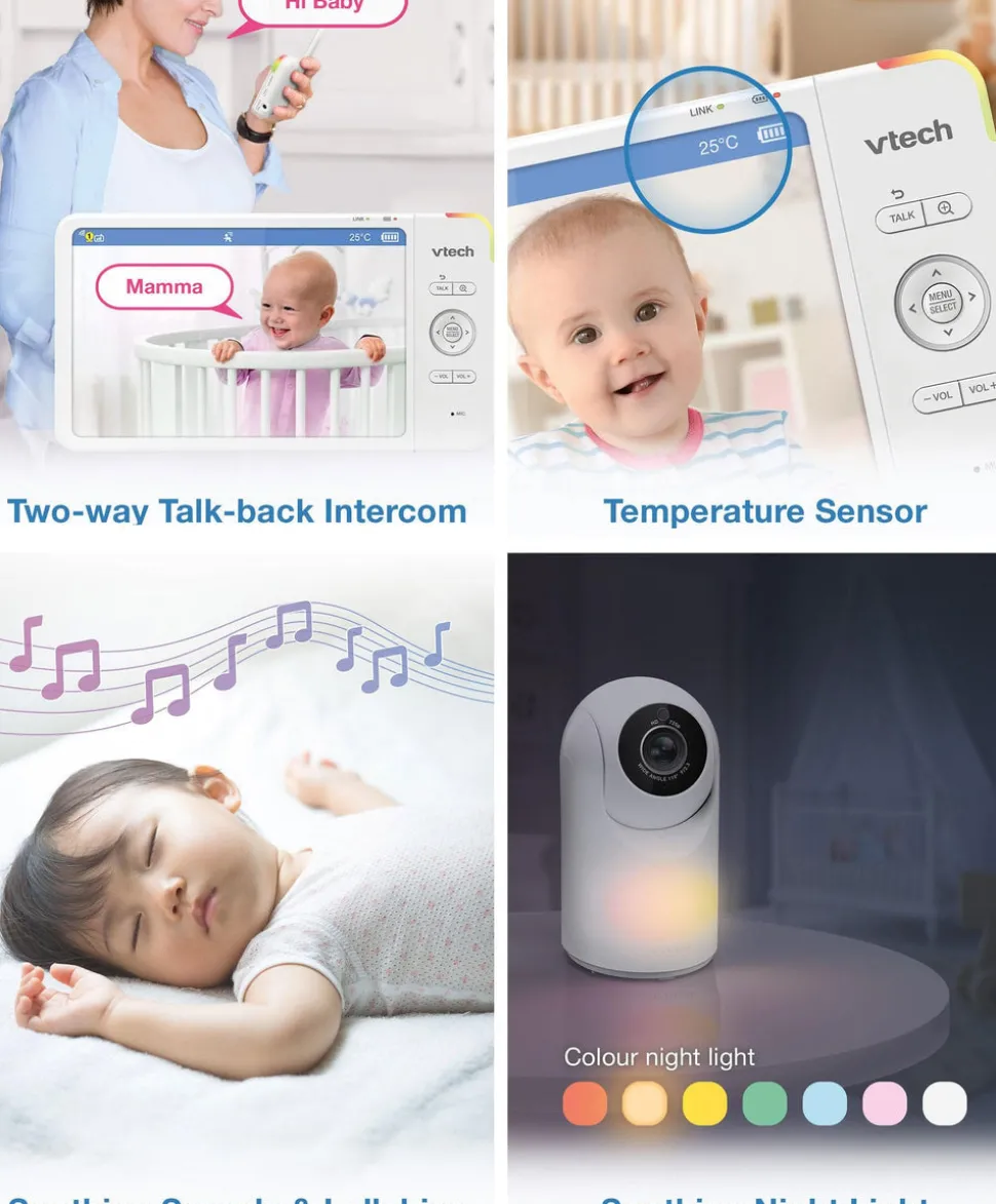 VTech VM7367HD 7” HD Pan & Tilt Video Monitor – White
