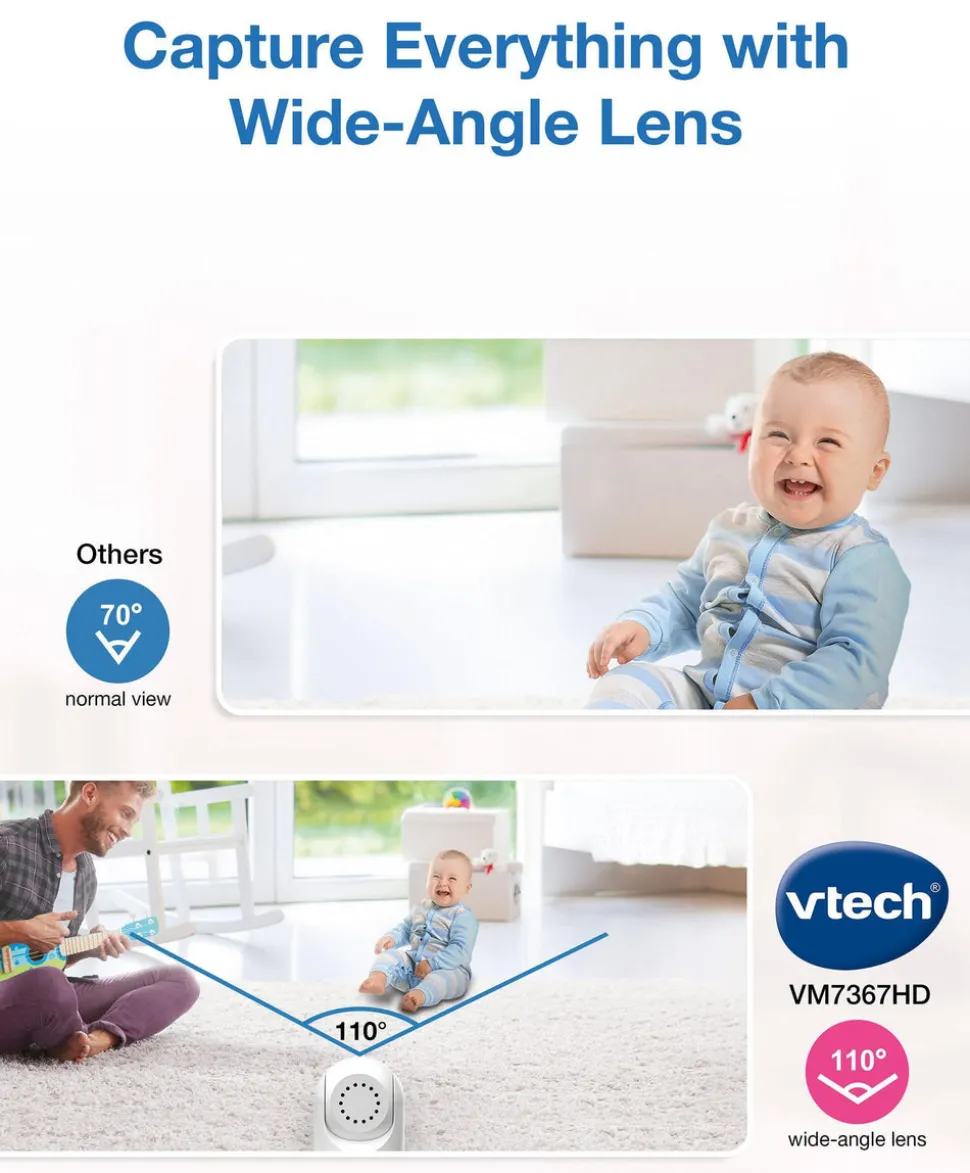 VTech VM7367HD 7” HD Pan & Tilt Video Monitor – White