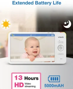 VTech VM7367HD 7” HD Pan & Tilt Video Monitor – White