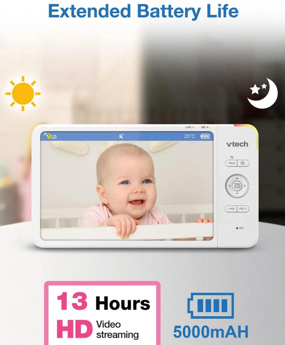 VTech VM7367HD 7” HD Pan & Tilt Video Monitor – White