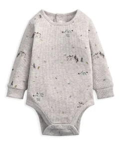 Waffle Dungarees & Moose Print Bodysuit Set (2 Pieces)