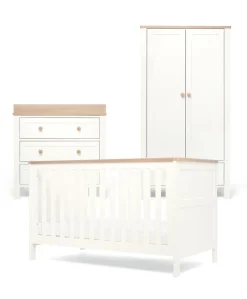 Wedmore 3 Piece Cotbed Range with Dresser Changer & Wardrobe - White/Natural