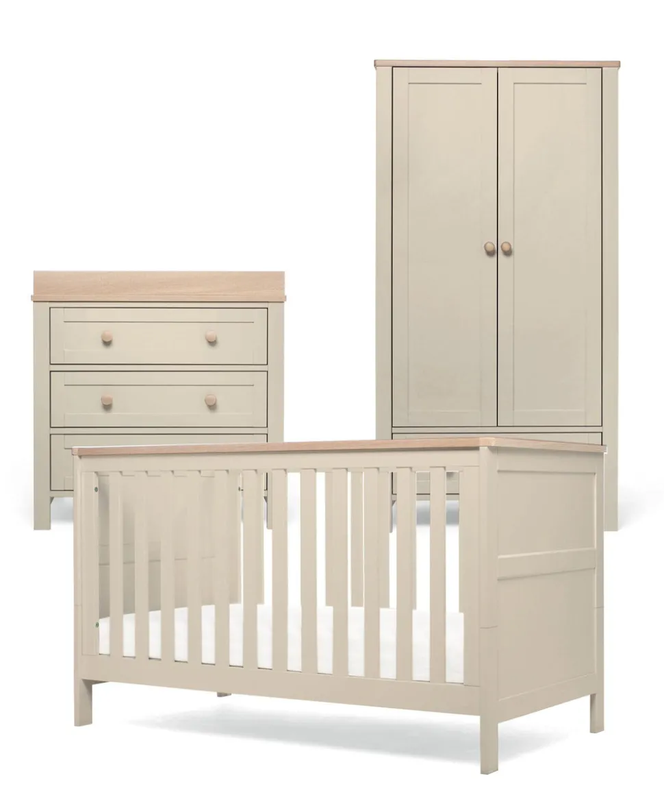 Wedmore 3 Piece Cotbed Set with Dresser Changer & Wardrobe - Pebble Grey