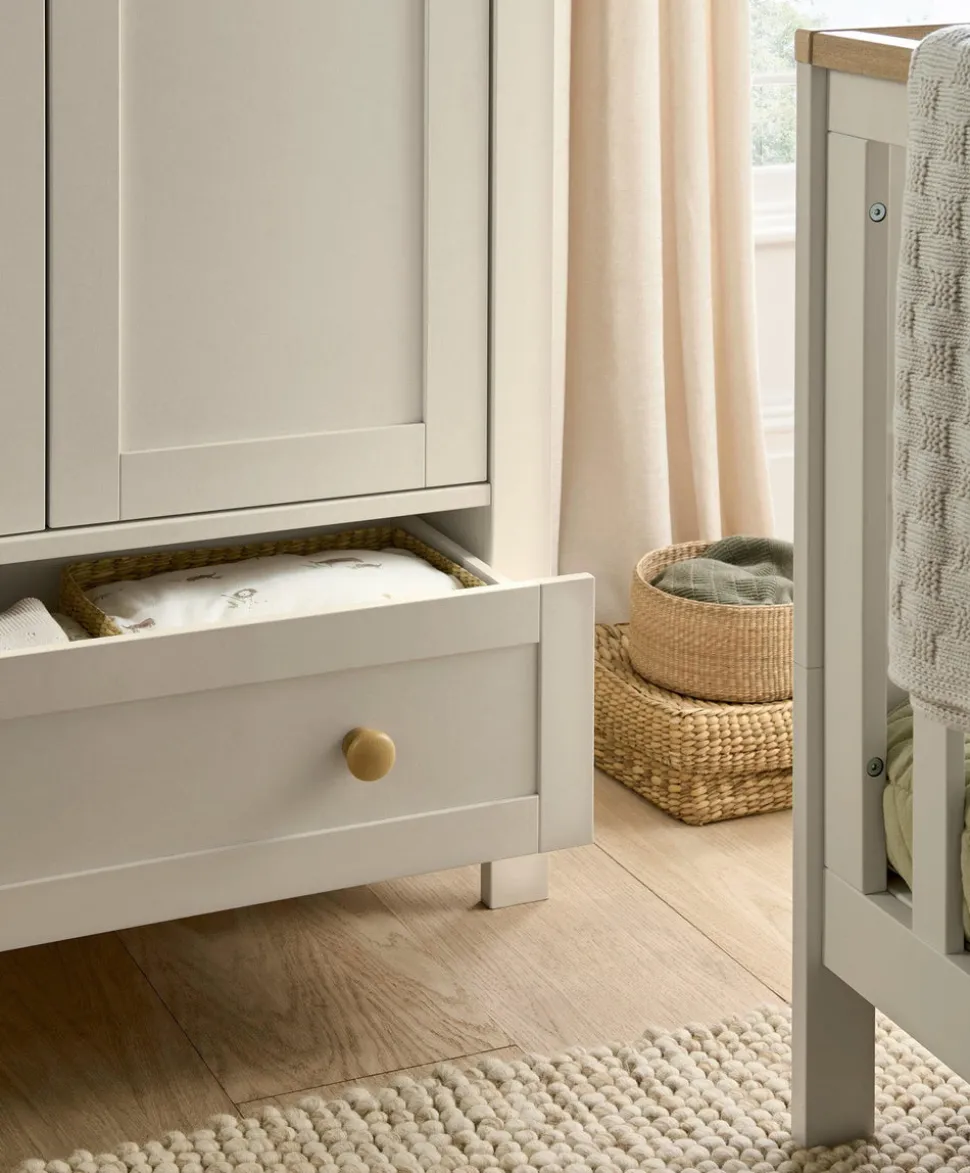 Wedmore 3 Piece Cotbed Set with Dresser Changer & Wardrobe - Pebble Grey