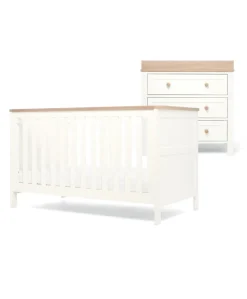 Wedmore 2 Piece Cotbed Set with Dresser Changer - White/Natural