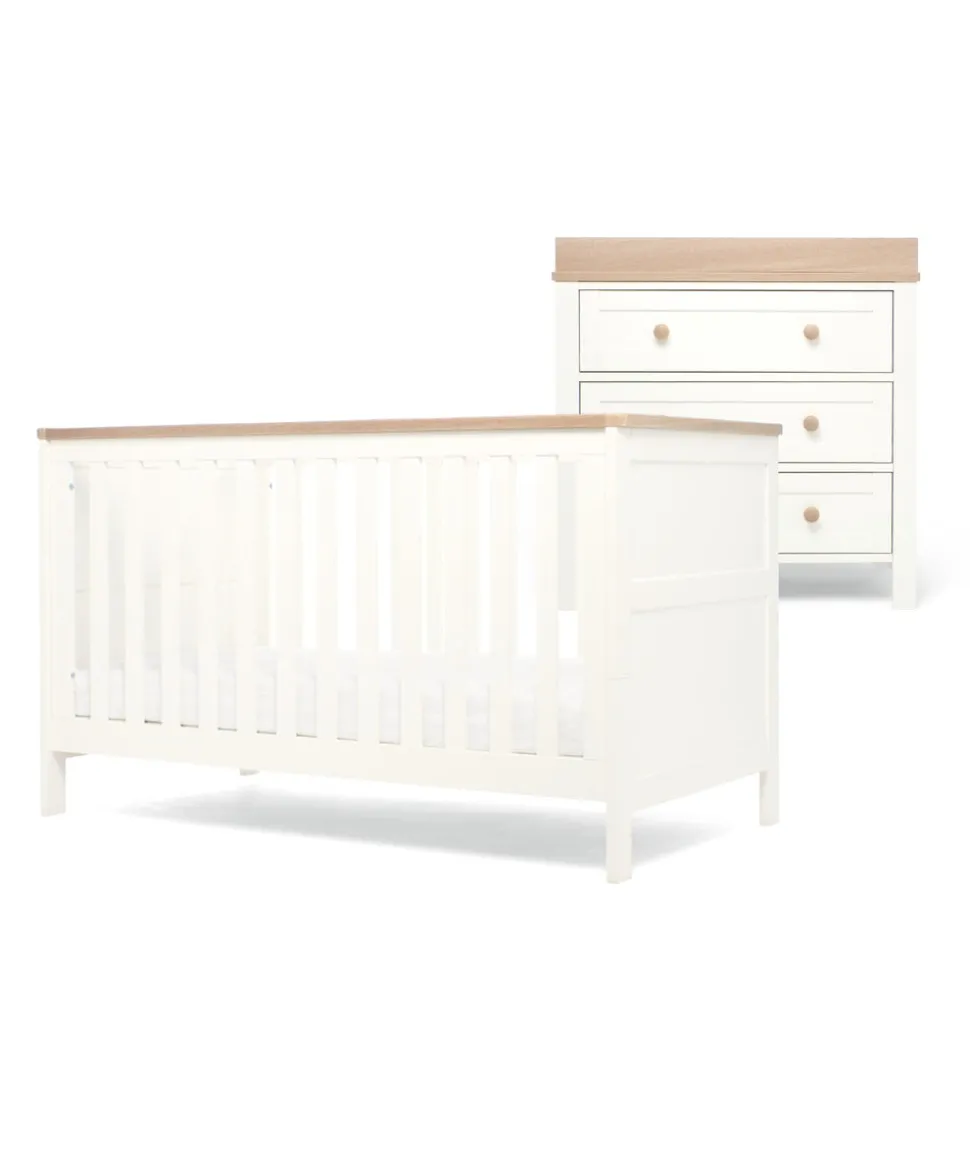 Wedmore 2 Piece Cotbed Set with Dresser Changer - White/Natural