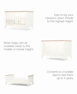 Wedmore Convertible Cot Range - White/Natural