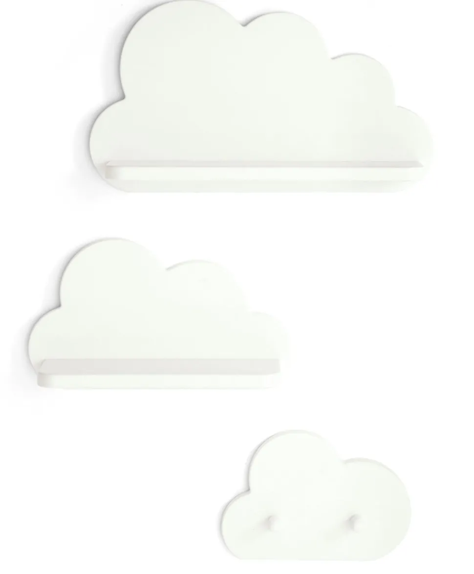 White Cloud Shelves and Coat Hook Set