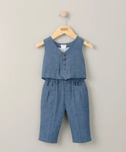 Woven Waistcoat & Trouser Outfit Set - Blue