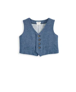 Woven Waistcoat & Trouser Outfit Set - Blue
